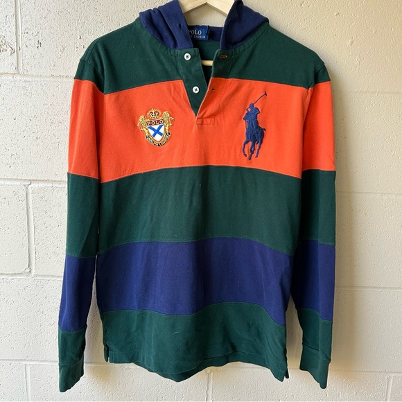 POLO RALPH LAUREN Y2K Cotton Strip Shirt With Hoodie - Picture 9 of 13